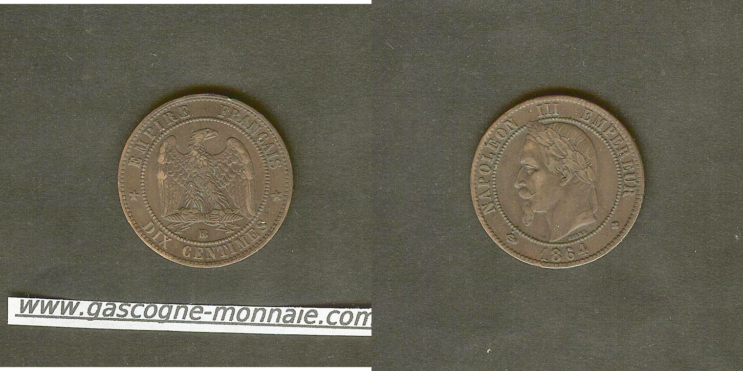 10 Centimes Napoléon III 1864 BB Strasbourg  TTB+
